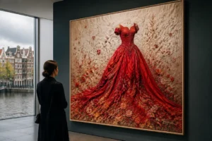 Uniek borduurkunstwerk The Red Dress voor het eerst te zien in Nederland